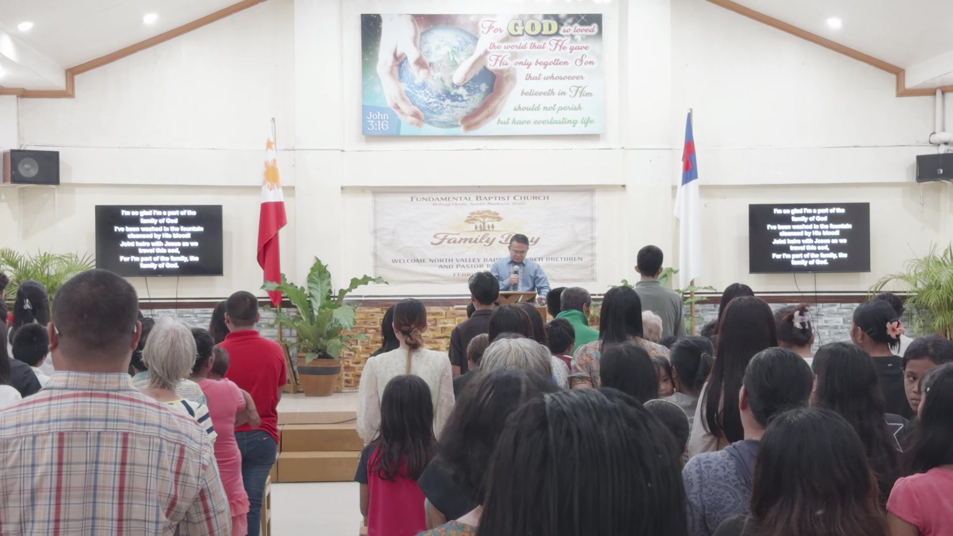 A congregation worshipping together in the Philippines
